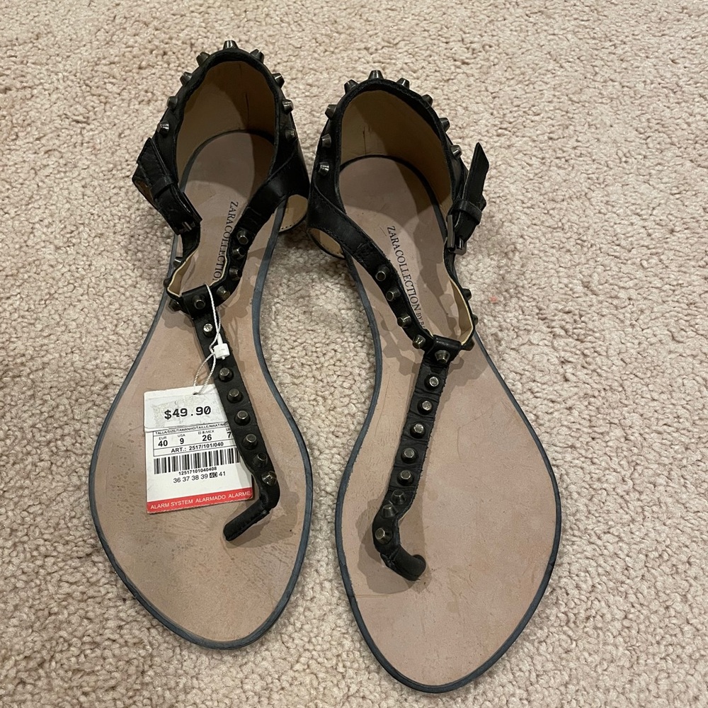 Zara studded strap sandals size 9